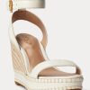 Espadrille albe din piele Ralph Lauren Hilarie de damă Espadrille albe din piele Ralph Lauren Hilarie de damă