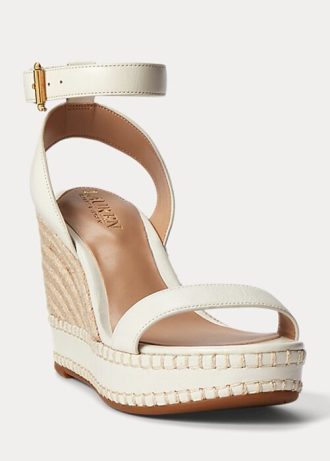 Espadrille albe din piele Ralph Lauren Hilarie de damă