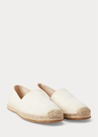 Espadrille albe din pânză Ralph Lauren pentru bărbați Espadrille albe din pânză Ralph Lauren pentru bărbați