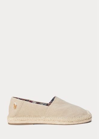 Espadrille cremă Ralph Lauren Cevio din pânză spălată pentru bărbați Espadrille cremă Ralph Lauren Cevio din pânză spălată pentru bărbați