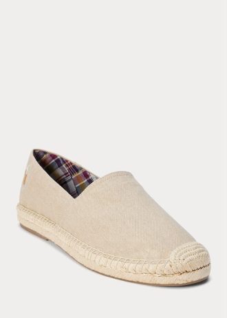 Espadrille cremă Ralph Lauren Cevio din pânză spălată pentru bărbați Espadrille cremă Ralph Lauren Cevio din pânză spălată pentru bărbați