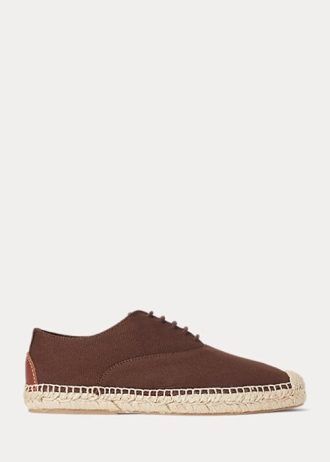Espadrille cu șireturi din pânză Ralph Lauren maro pentru femei