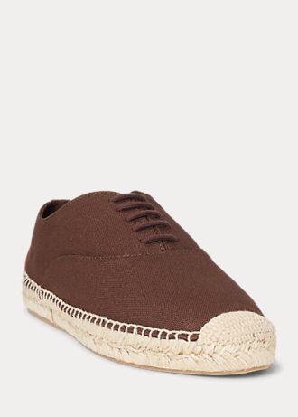 Espadrille cu șireturi din pânză Ralph Lauren maro pentru femei