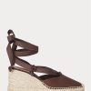 Espadrille cu pană din pânză Ralph Lauren, ciocolată, pentru femei