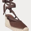 Espadrille cu pană din pânză Ralph Lauren, ciocolată, pentru femei
