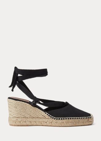 Espadrille cu pană din pânză Ralph Lauren de damă neagră