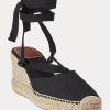 Espadrille cu pană din pânză Ralph Lauren de damă neagră Espadrille cu pană din pânză Ralph Lauren de damă neagră