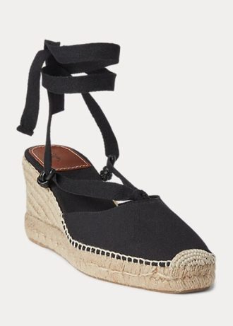 Espadrille cu pană din pânză Ralph Lauren de damă neagră