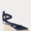 Espadrille cu pană din pânză Ralph Lauren pentru femei bleumarin Espadrille cu pană din pânză Ralph Lauren pentru femei bleumarin
