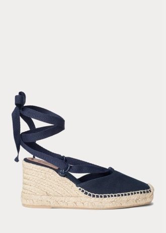 Espadrille cu pană din pânză Ralph Lauren pentru femei bleumarin