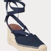 Espadrille cu pană din pânză Ralph Lauren pentru femei bleumarin Espadrille cu pană din pânză Ralph Lauren pentru femei bleumarin