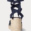 Espadrille cu pană din pânză Ralph Lauren pentru femei bleumarin Espadrille cu pană din pânză Ralph Lauren pentru femei bleumarin