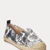 Espadrille din piele florală Ralph Lauren Cameryn III de damă alb/negru Espadrille din piele florală Ralph Lauren Cameryn III de damă alb/negru