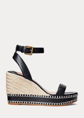 Espadrille din piele Ralph Lauren Hilarie de damă neagră