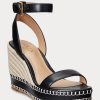 Espadrille din piele Ralph Lauren Hilarie de damă neagră Espadrille din piele Ralph Lauren Hilarie de damă neagră