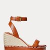 Espadrille din piele Ralph Lauren Hilarie maro pentru femei