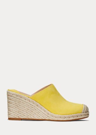 Espadrille galbene Ralph Lauren Pennie din piele intoarsa pentru dama