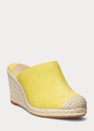 Espadrille galbene Ralph Lauren Pennie din piele intoarsa pentru dama