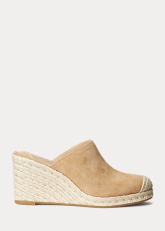 Espadrille Ralph Lauren Pennie din piele intoarsa kaki pentru femei