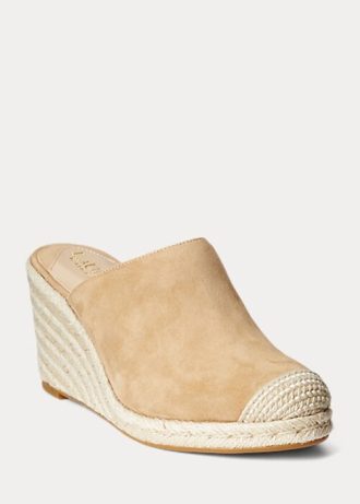 Espadrille Ralph Lauren Pennie din piele intoarsa kaki pentru femei