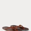 Flip-flops din piele Ralph Lauren maro închis pentru bărbați