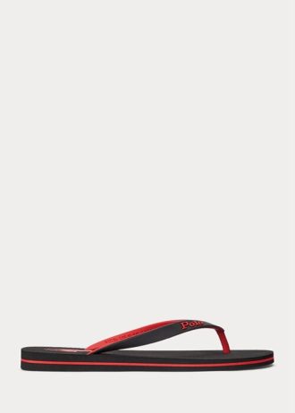 Flip-flops pentru bărbați, negru/roșu, Ralph Lauren Bolt Pony