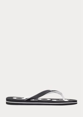 Flip-flops Ralph Lauren Bolt Logo pentru bărbați alb/negru