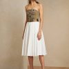 Fuste albe de damă Ralph Lauren Arnav plisate din amestec de in Fuste albe de damă Ralph Lauren Arnav plisate din amestec de in