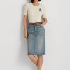 Fuste de blugi Ralph Lauren de damă albastru deschis Fuste de blugi Ralph Lauren de damă albastru deschis