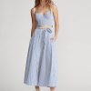 Fuste de damă, alb/albastru, din bumbac cu dungi Ralph Lauren Fuste de damă, alb/albastru, din bumbac cu dungi Ralph Lauren