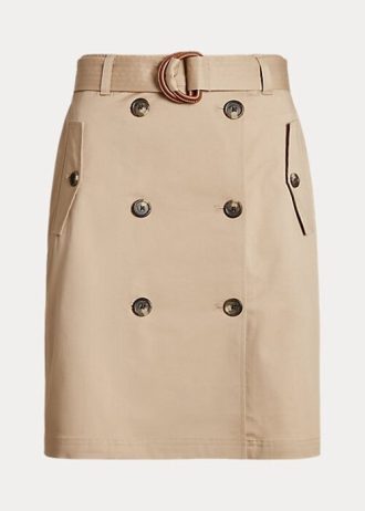Fuste de damă bej Ralph Lauren cu curea din twill micro șlefuit