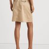 Fuste de damă bej Ralph Lauren cu curea din twill micro șlefuit Fuste de damă bej Ralph Lauren cu curea din twill micro șlefuit