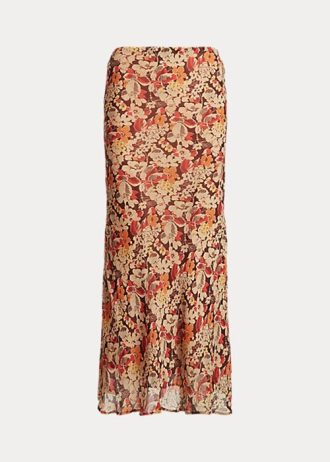 Fuste de damă Flower, Ralph Lauren, cu flori încrețite în georgette