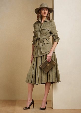 Fuste de damă Ralph Lauren Arnav plisate din twill spart