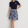Fuste de georgette cu volante florale Ralph Lauren pentru femei albastre Fuste de georgette cu volante florale Ralph Lauren pentru femei albastre