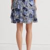 Fuste de georgette cu volante florale Ralph Lauren pentru femei albastre Fuste de georgette cu volante florale Ralph Lauren pentru femei albastre