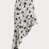Fuste de in asimetrice cu volane florale Ralph Lauren crem / negru