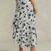 Fuste de in asimetrice cu volane florale Ralph Lauren crem / negru