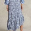 Fuste din crepon cu volane florale Ralph Lauren pentru femei albastre