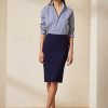 Fuste din crepon din lână elastică Ralph Lauren Cindy pentru femei bleumarin