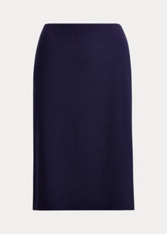Fuste din crepon din lână elastică Ralph Lauren Cindy pentru femei bleumarin Fuste din crepon din lână elastică Ralph Lauren Cindy pentru femei bleumarin
