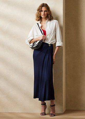 Fuste din jerse Ralph Lauren Margarethe pentru femei bleumarin