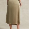 Fuste din satin cu detaliu de cravată Ralph Lauren de damă Olive Fuste din satin cu detaliu de cravată Ralph Lauren de damă Olive