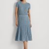 Fuste din tricot din bumbac și in Ralph Lauren pentru femei albastre Fuste din tricot din bumbac și in Ralph Lauren pentru femei albastre
