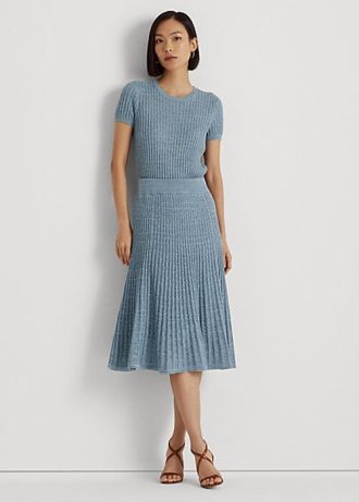 Fuste din tricot din bumbac și in Ralph Lauren pentru femei albastre