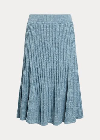 Fuste din tricot din bumbac și in Ralph Lauren pentru femei albastre