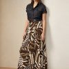 Fuste din voile de in cu imprimeu zebră Ralph Lauren Liliosa pentru femei maro Fuste din voile de in cu imprimeu zebră Ralph Lauren Liliosa pentru femei maro