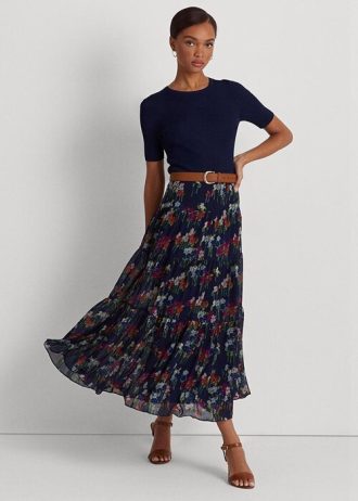 Fuste Floral Crinkle Georgette Ralph Lauren pentru femei Flower