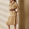 Fuste kaki pentru femei Ralph Lauren Aryiana din piele intoarsa de miel