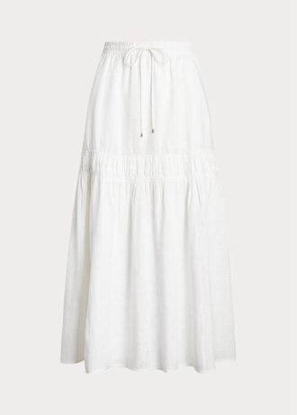 Fuste lungi cu etaje Ralph Lauren pentru femei albe